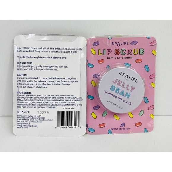 SpaLife Jelly Bean Scented Lip Scrub - Exfoliating & Moisturizing 0.53oz (2-Pk) - Picture 4 of 4